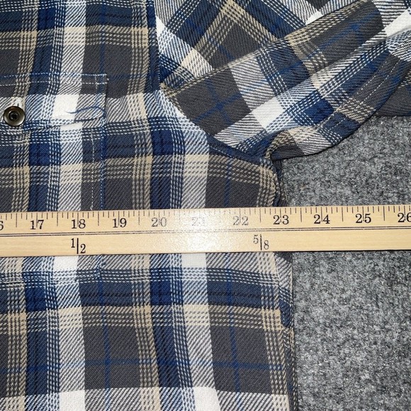 BLUE Sak Fifth Avenue Shirt  Mens size XL Blue Plaid Flannel Long Sleeves Pocket - Picture 6 of 10